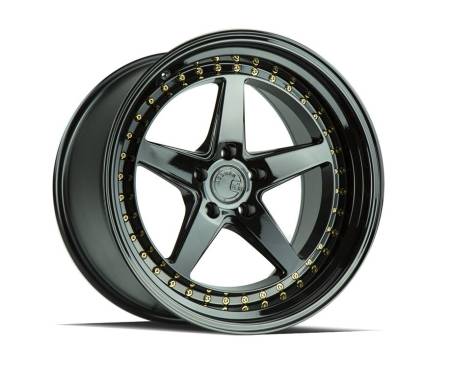 AodHan Wheels - AodHan Wheels Rim DS05 19x11 5x114.3 73.1CB ET15 Gloss Black W /Gold Rivets