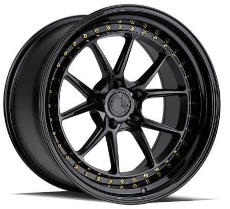 AodHan Wheels - AodHan Wheels Rim DS08 19x11 5X114.3 73.1CB ET15 Gloss Black W /Gold Rivets