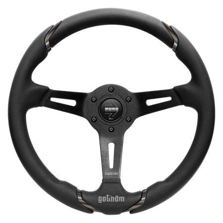 Momo - Momo Gotham Steering Wheel 350 mm - Black Leather/Black Spokes