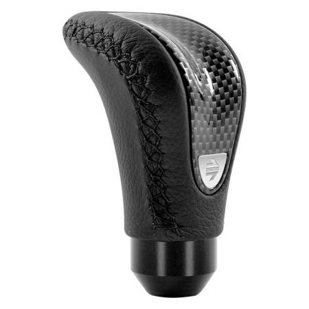 Momo - Momo Combat Evo Shift Knob - Black Leather, Carbon Effect Insert, Black Stitching