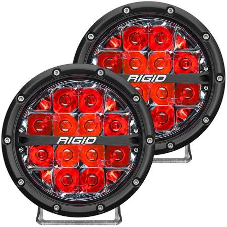 Rigid Industries - RIGID 360-Series 6 Inch Off-Road LED Light, Spot Beam, Red Backlight, Pair