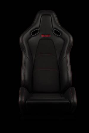 BRAUM RACING SEATS & MORE - BRAUM Racing Falcon-S Composite FRP Reclining Seats - Black W/ Red Stitching - Pair