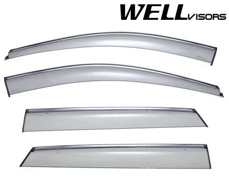 WellVisors - WellVisors Side Window Deflectors Hyundai Santa Fe Sport 13-18 With Chrome Trim