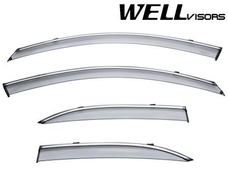 WellVisors - WellVisors Side Window Deflectors Cadillac ATS Sedan 13-18 with Chrome Trim