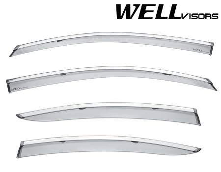 WellVisors - WellVisors Side Window Deflectors Subaru Legacy Sedan 2015-2019 with Chrome Trim