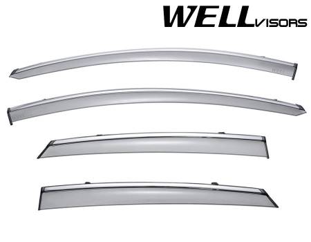 WellVisors - WellVisors Side Window Deflectors Ford Fusion Sedan 13-20 with Chrome Trim