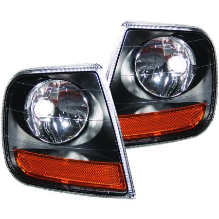 ANZO Headlights, Tail Lights and More  - ANZO Corner Lights 1997-2003 Ford F-150 HARLEY DAVIDSON Style Corner Lights Black w/ Amber Reflector