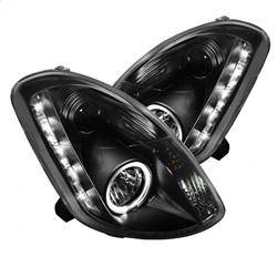 Spyder Auto - Spyder Infiniti G35 03-04 4DR Projector Halogen - LED Halo DRL Blk High H4 PRO-YD-IG35034D-DRL-BK