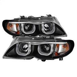 Spyder Auto - Spyder BMW E46 3-Series 02-05 4DR Projector Headlights 1PC 3D Halo Blk PRO-YD-BMWE4602-4D-3DDRL-BK