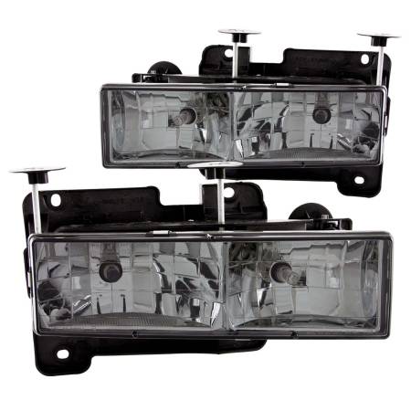 ANZO Headlights, Tail Lights and More  - ANZO 1988-1998 Chevrolet C1500 Crystal Headlights w/ Smoke Lens