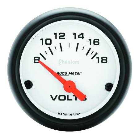 AutoMeter - AutoMeter Phantom 52mm 8-18V Electronic Voltmeter Gauge