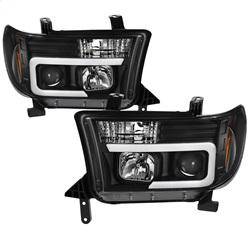 Spyder Auto - Spyder 08-13 Toyota Sequoia Projector Headlights - Light Bar DRL - Black PRO-YD-TTU07V2-LB-BK