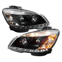 Spyder Auto - Spyder Mercedes Benz C-Class 08-11 Projector Headlights Halogen - DRL Blk PRO-YD-MBW20408-DRL-BK