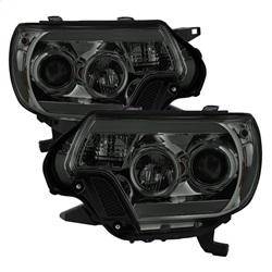 Spyder Auto - Spyder Toyota Tacoma 12-16 Projector Headlights Light Bar DRL Smoke PRO-YD-TT12-LBDRL-SM