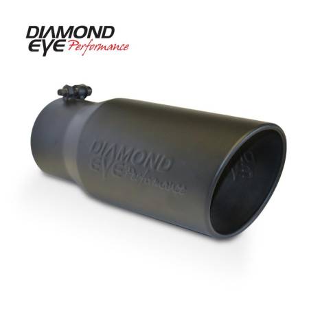 Diamond Eye Performance - Diamond Eye Exhaust Tail Pipe Tip, 5" Inlet X 6" Outlet X 12" Long Bolt On Rolled Angle Black Exhaust Tip