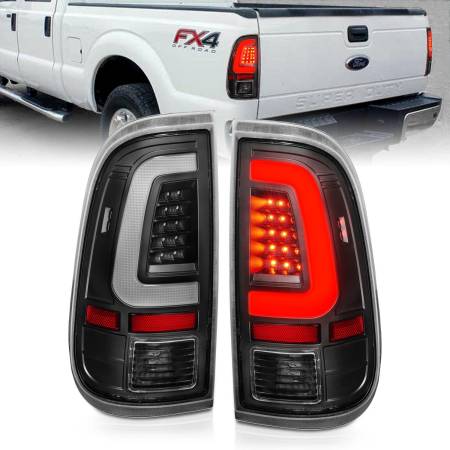 ANZO Headlights, Tail Lights and More  - ANZO 2008-2016 Ford F-250 LED Taillights Black Housing Clear Lens (Pair)