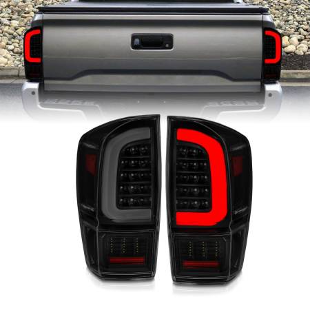 ANZO Headlights, Tail Lights and More  - ANZO 16-21 Toyota Tacoma LED Tail Lights - w/ Light Bar Sequential Black Housing & Smoke Lens