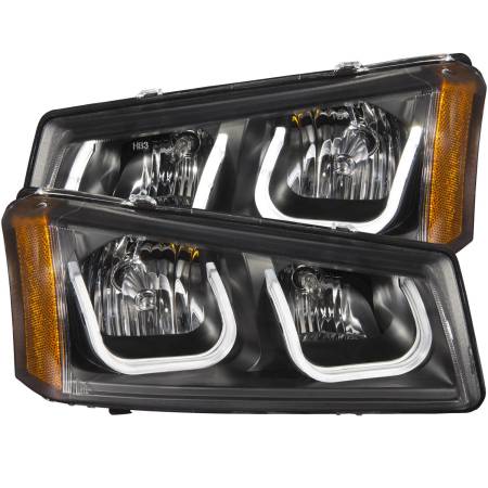 ANZO Headlights, Tail Lights and More  - ANZO 2003-2006 Chevrolet Silverado 1500 Projector Headlights w/ U-Bar Black