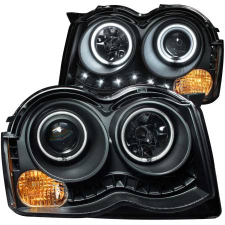 ANZO Headlights, Tail Lights and More  - ANZO 2008-2010 Jeep Grand Cherokee Projector Headlights w/ Halo Black (CCFL)