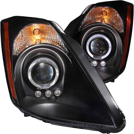 ANZO Headlights, Tail Lights and More  - ANZO 2003-2005 Nissan 350Z Projector Headlights w/ Halo Black