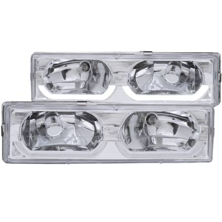 ANZO Headlights, Tail Lights and More  - ANZO 1988-1998 Chevrolet C1500 Crystal Headlights Chrome w/ Low - Brow