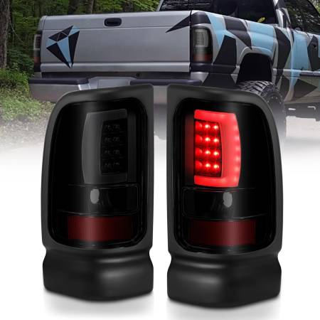 ANZO Headlights, Tail Lights and More  - ANZO 1994-2001 Dodge Ram 1500 LED Taillights Plank Style Black w/Smoke Lens