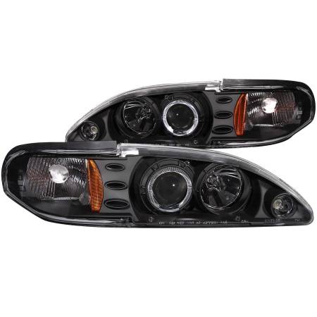 ANZO Headlights, Tail Lights and More  - ANZO 1994-1998 Ford Mustang Projector Headlights w/ Halo Black 1pc