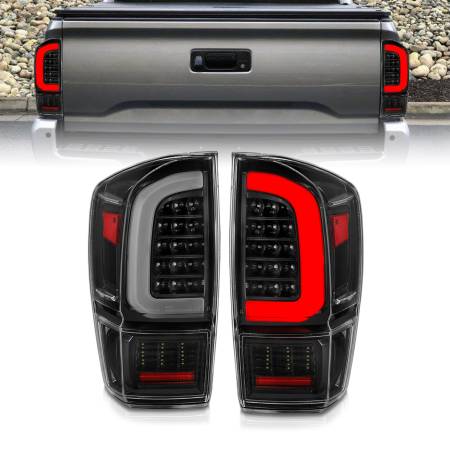 ANZO Headlights, Tail Lights and More  - ANZO 16-21 Toyota Tacoma LED Tail Lights - w/ Light Bar Sequential Black Housing & Clear Lens