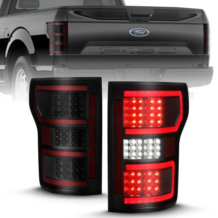 ANZO Headlights, Tail Lights and More  - ANZO 18-19 Ford F-150 LED Taillight Black Housing Clear Lens Red Light Bar W/Sequential