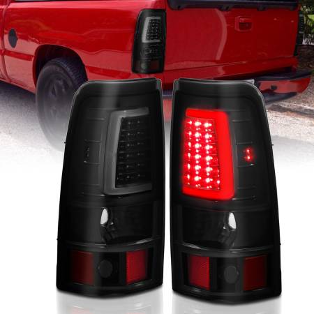 ANZO Headlights, Tail Lights and More  - ANZO 1999-2002 Chevy Silverado 1500 LED Taillights Plank Style Black w/Smoke Lens