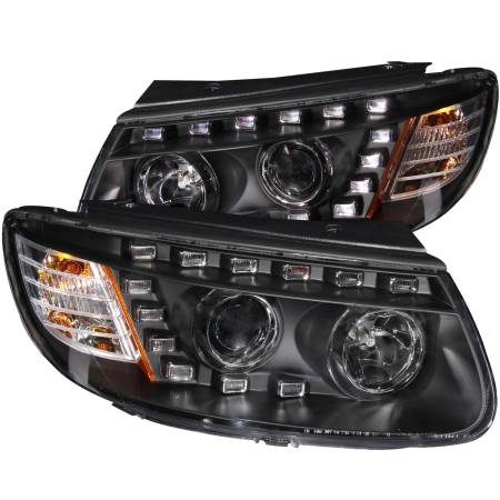 ANZO Headlights, Tail Lights and More  - ANZO 2007-2007 Hyundai Santa Fe Projector Headlights w/ LED Black