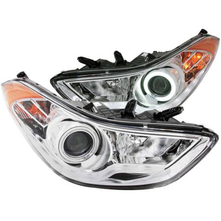 ANZO Headlights, Tail Lights and More  - ANZO 2011-2014 Hyundai Elantra Projector Headlights w/ Halo Chrome (CCFL)