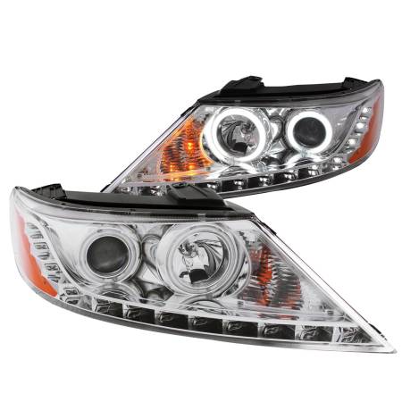 ANZO Headlights, Tail Lights and More  - ANZO 2011-2013 Kia Sorento Projector Headlights w/ Halo Chrome (CCFL)