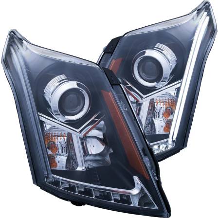 ANZO Headlights, Tail Lights and More  - ANZO 2010-2015 Cadillac Srx Projector Headlights w/ Plank Style Design Black