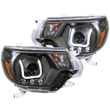 ANZO Headlights, Tail Lights and More  - ANZO 2012-2015 Toyota Tacoma Projector Headlights w/ U-Bar Black