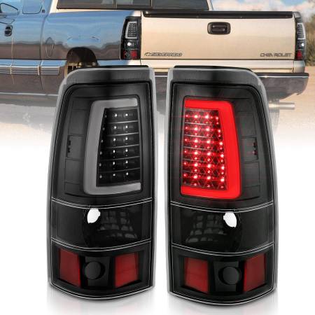 ANZO Headlights, Tail Lights and More  - ANZO 1999-2002 Chevy Silverado 1500 LED Taillights Plank Style Black w/Clear Lens