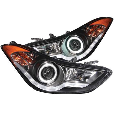 ANZO Headlights, Tail Lights and More  - ANZO 2011-2014 Hyundai Elantra Projector Headlights w/ Halo Black (CCFL)