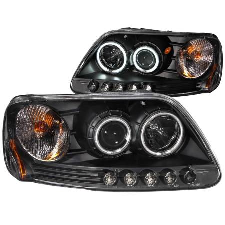 ANZO Headlights, Tail Lights and More  - ANZO 1997-2003 Ford F-150 Projector Headlights w/ Halo Black (CCFL)