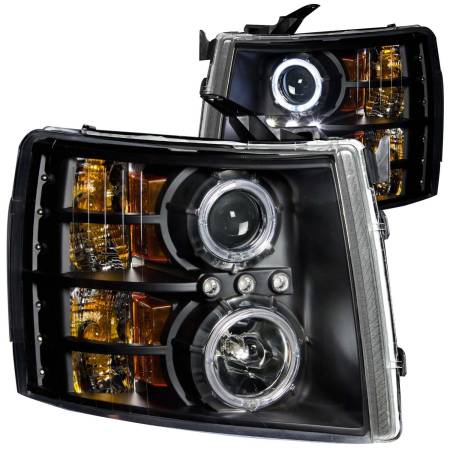 ANZO Headlights, Tail Lights and More  - ANZO 2007-2013 Chevrolet Silverado 1500 Projector Headlights w/ Halo Black