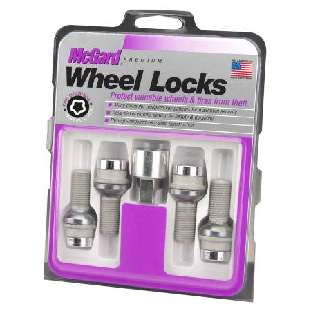 McGard - McGard Wheel Lock Bolt Set - 4pk. (Radius Seat) M14X1.5 / 19mm Hex / 35.4mm Shank Length - Chrome