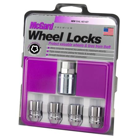 McGard - McGard Wheel Lock Nut Set - 4pk. (Cone Seat) M12X1.25 / 19mm & 21mm Dual Hex / 1.28in. L - Chrome