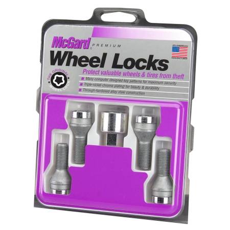 McGard - McGard Wheel Lock Bolt Set - 4pk. (Cone Seat) M14X1.5 / 17mm Hex / 29.0mm Shank Length - Chrome