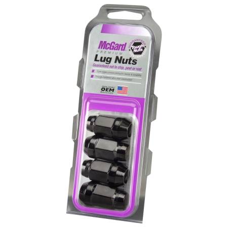 McGard - McGard Hex Lug Nut (Cone Seat Bulge Style) 1/2-20 / 3/4 Hex / 1.45in. Length (4-pack) - Black