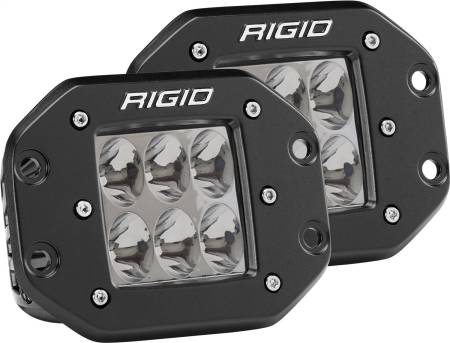 Rigid Industries - RIGID D-Series PRO LED Light, Driving Optic, Flush Mount, Black Housing, Pair