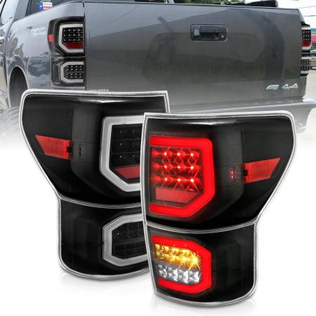 ANZO Headlights, Tail Lights and More  - ANZO 2007-2013 Toyota Tundra LED Taillights Plank Style Black w/Clear Lens