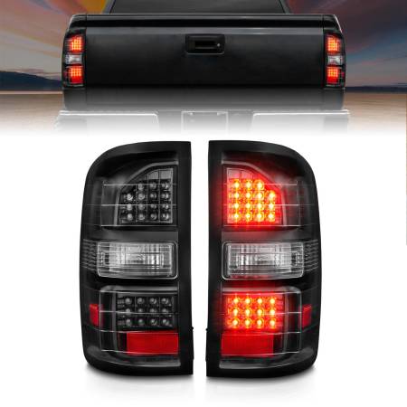 ANZO Headlights, Tail Lights and More  - ANZO 2014-2018 GMC Sierra LED Tail Lights Black Housing Clear Lens