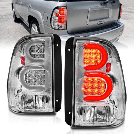 ANZO Headlights, Tail Lights and More  - ANZO 2002-2009 Chevrolet Trailblazer LED Tail Lights w/ Light Bar Chrome Housing Clear Lens