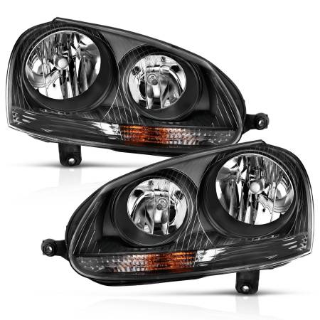 ANZO Headlights, Tail Lights and More  - ANZO 2006-2009 Volkswagen Us Rabbit Crystal Headlight Black (Halogen Only)