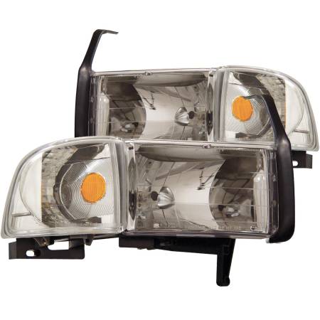 ANZO Headlights, Tail Lights and More  - ANZO 1994-2001 Dodge Ram Crystal Headlights Chrome