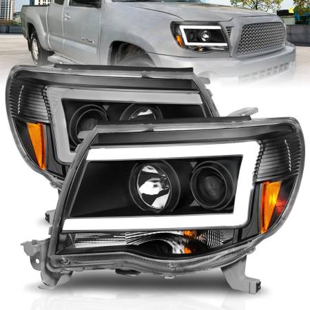 ANZO Headlights, Tail Lights and More  - ANZO 05-09 Toyota Tacoma Projector Light Bar Style Headlights w/ C Light Bar